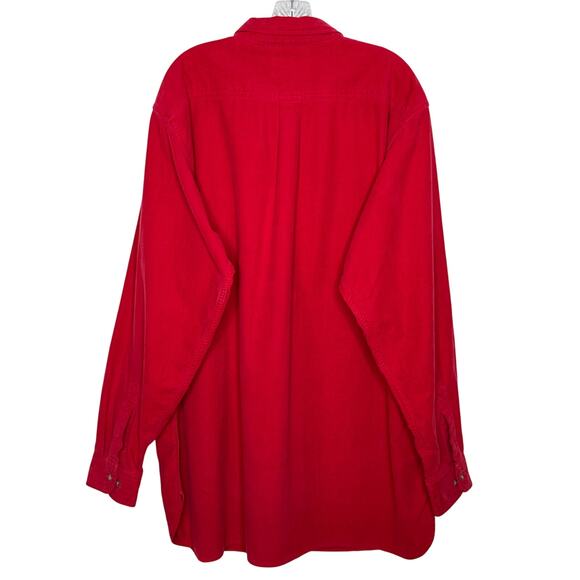 Vintage 80's EMS by Woolrich Red Cotton Button Shirt XL Long Made in USA - Picture 2 of 14